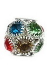 Colorful Shambhala metal bead with crystals, ball shaped for handmade accessories 12x13 mm hole 4 mm mix