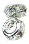 Shambhala round bead,  metal element with small crystals 9x16 mm hole 8 mm silver