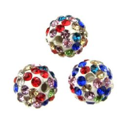 Shambhala polymer clay bead with various colors crystals 10 mm hole 1.5 mm