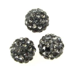 Margele din polimer shamball cu cristale 10 mm gaură 1,5 mm gri