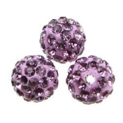 SHAMBALLA Polymer Clay Bead with Crystals for Craft Jewelry Art, 10 mm, Hole: 1.5 mm, Ash of Roses