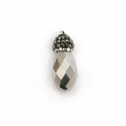 Pendant polymer clay with faceted oval crystals 23x9.5 hole 1 mm color graphite