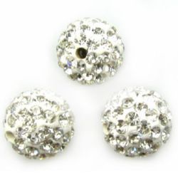 Dazzling shambhala polymer bead with crystals 12 mm hole 2 mm white
