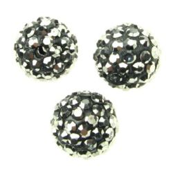 Shambhala polymer bead with crystals for DIY jewelry findings  12 mm hole 2 mm graphite