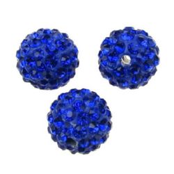 SHAMBALLA Polymer Clay Bead  with Tiny Crystals, 12 mm, Hole: 2 mm, Dark Blue 