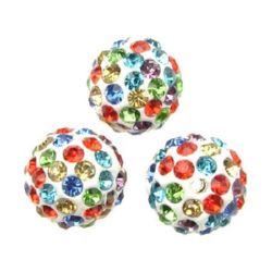 Shambhala bead, ball from polymer clay with  with various of color crystals 12 mm hole 2 mm