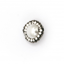Bead polymer with crystals imitation pearl 15x10 mm hole 2 mm