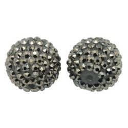 Plastic Resin Ball-shaped Bead SHAMBALLA, 16 mm, Hole: 2.5 mm, Silver -4 pieces