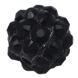 Stylish Shambhala bead, plastic resin ball shaped 18 mm hole 2 mm black - 4 pieces