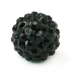 Plastic Resin Ball-shaped Bead SHAMBALLA, 14 mm, Hole: 2.5 mm, Black -4 pieces