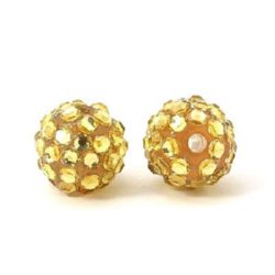 Painted gold Shambhala bead, plastic resin ball 14 mm hole 2.5 mm gold - 4 pieces