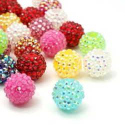 Χάντρα στρογγυλή Shamballa από ρητίνη 10 mm τρύπα 2 mm χρώμα -4 τεμάχια