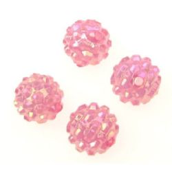 Sheeny Shambhala round bead plastic resin 18 mm hole 2 mm rainbow pink - 4 pieces