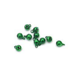 Metal Bells, 6 mm, Hole: 1.5 mm,  Color: Green Metallic - 20 pieces