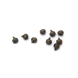 Metal Bells, 6 mm, Hole: 1.5 mm,  Color: Bronze - 20 pieces