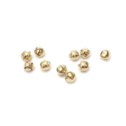 Metal Bells, 6 mm, Hole: 1.5 mm,  Color: Light Gold - 20 pieces