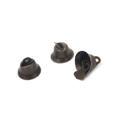 Metal Bell, 14.5x12.5 mm, Hole: 2 mm, Bronze Color - 10 pieces