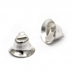 Metal Bell for DIY decorations 13x15 mm hole 2 mm color silver - 10 pieces