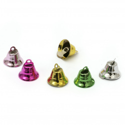 Metal Bell for DIY decorations 14x16 mm hole 2 mm color mix - 10 pieces