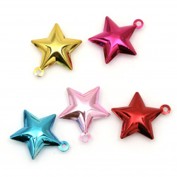 Metal star Bell for DIY decorations 30x33x10 mm hole 3 mm color mix -  5 pieces