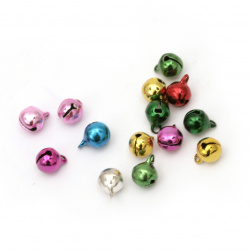 Metal Jingle bell for jewelry making and DIY decorations 8x10 mm hole 1.5 mm first quality color MIX - 50 pieces