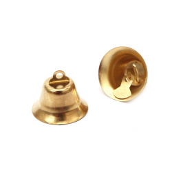 Metal Bells, 16x21 mm, hole 3 mm, Gold color - 10 pieces