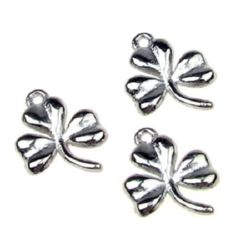 Metal jewelry findings - clover pendant 19x14x2 mm hole 2 mm color silver - 10 pieces
