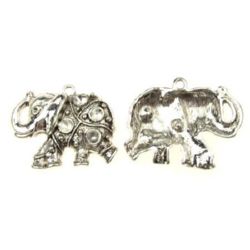Metal charm bead elephant 49x39.5x7 mm hole 3 mm color old silver - 2 pieces