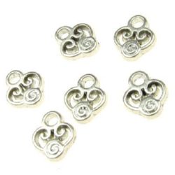 Jewelry findings - metal pendant with openwork ornament 10x8 mm hole 1.5 mm color silver - 20 pieces