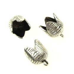 Висулка метална лале 17x13 мм дупка 2 мм цвят старо сребро -10 броя