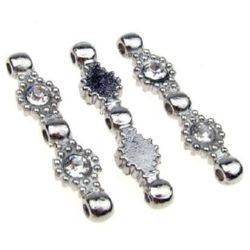 Metal beads, jewelry findings with crystals 7x31x4 mm hole 2 mm color silver - 5 pieces