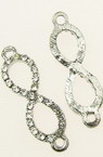 Connecting metal element, infinity sign  with glossy crystals 33x10x2 mm hole 2 mm color silver - 2 pieces