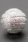 Μεταλλική Χάντρα στρογγυλή ανάγλυφη 8 mm λευκό χρώμα 2 mm τρύπα  -5 τεμάχια 