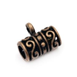 Stoc epuizat. Primeste notificare pe email cand produsul revine in stoc Margele cilindru metalic cu un inel 13x12x8 mm gaură 2 mm culoare cupru -5 bucăți