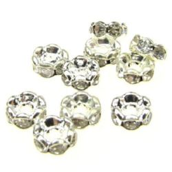 Metal washer with crystals zig zag 4x2 mm hole 1 (quality A) mm color white -10 pieces