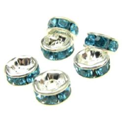 Rhinestone Spacer Beads (6 x 3 mm) Blue (10 pcs)