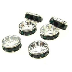 Metal washer with Teal crystals 8x3.5 mm hole 1.5 mm (quality A) color white -10 pieces