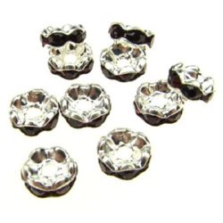 Metal Washer Spacer Bead with Red Rhinestones (quality A), 6x3 mm, Hole: 1.5 mm, Silver -10 pieces