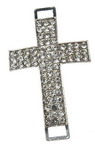 Metal connecting element, in cross shape with rhinestones 46x28x8 mm hole 5x3 mm silver color