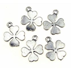 Lucky charm element, jewelry findings clover 16x16 mm silver - 5 pieces