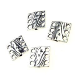 Metal bead  for handmade jewelry making 11x11 mm hole 1 mm color silver white -10 grams -9 pieces
