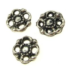 Bead metal flower 10x3 mm hole 1 mm color silver -10 pieces