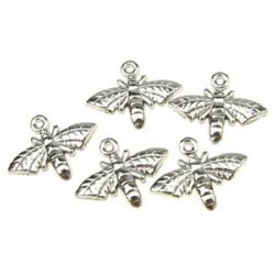 Metal mosquito pendant for earrings, necklaces, bracelets making 11x9x1.5 mm color silver - 9.80 grams - 13 pieces