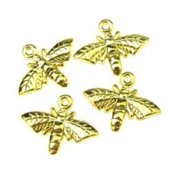 Golden Metal Pendant for Necklace Jewelry Making / Mosquito, 14x18x1.5 mm, 10 grams