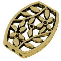 Antique Gold Floral Connector Bead, Metal Links for DIY Jewelry Making, 26x19x3.5 mm, Hole: 1.5 mm, 2 pieces