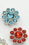 Metal Flower Spacer Bead with Rhinestones, MIX, 12x8 mm, Hole: 2 mm