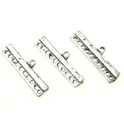 Metal Spacer Beads 32x26x6 mm with 10 holes 1.5 ~ 2 mm color silver -5 pieces