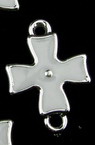 CCB Cross Connecting Element, Link Charm for Jewelry Making, 23x16x4.5 mm, Silver with White -10 pieces