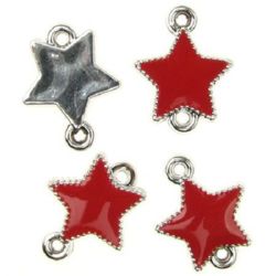 CCB Star-shaped Connector Bead, Link Element for DIY Jewelry Findings, 20x15x3 mm, Red -5 pieces