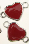 CCB Painted Connecting Element / Heart, 24x15x3 mm, Hole: 2.5 mm, Red -5 pieces